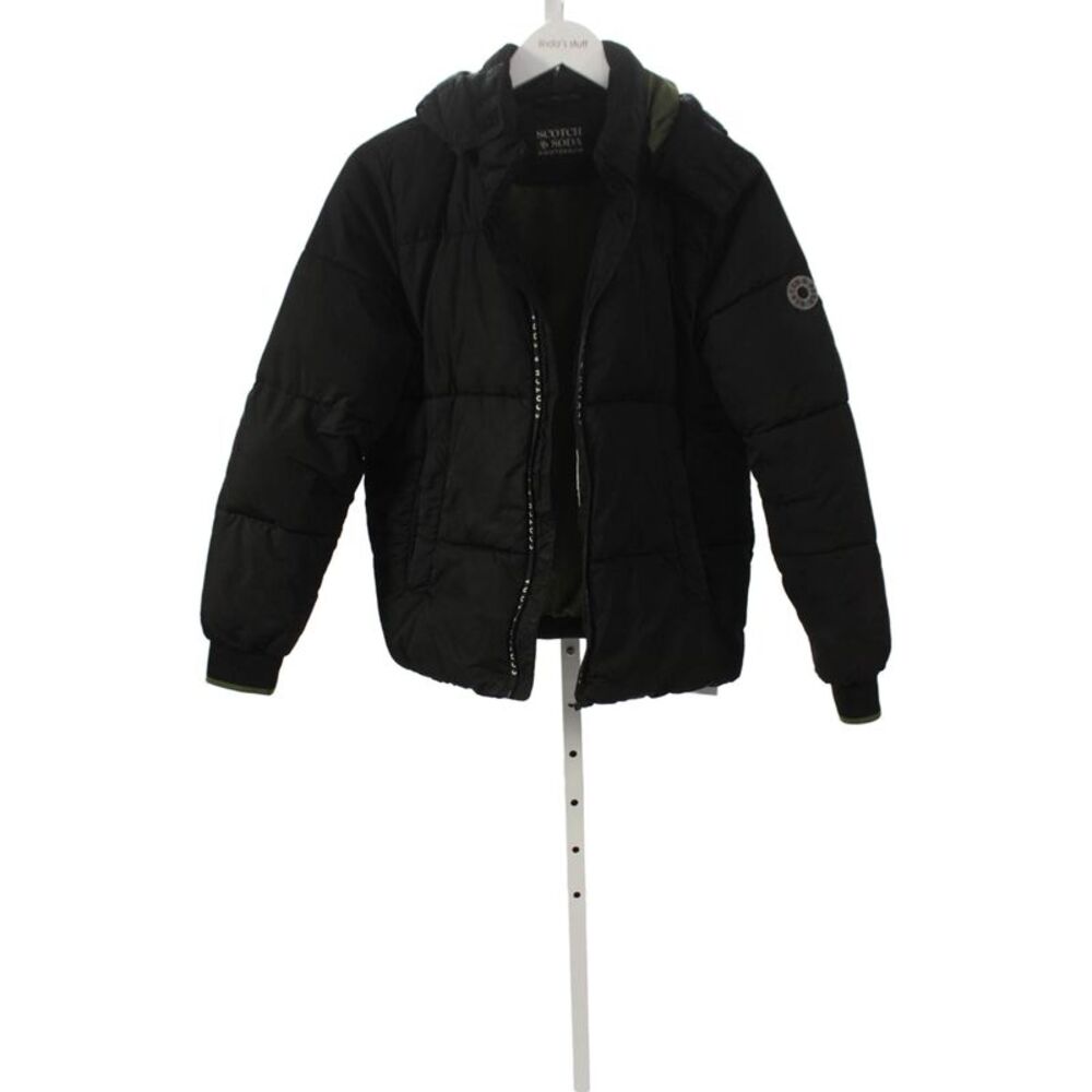 Scotch & Soda Childrens Boys Full Zipper Hooded Puffer Jacket Black Size 14